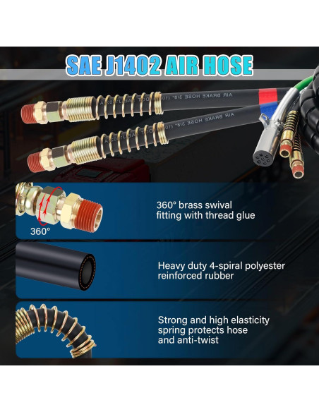 Kit de Líneas de Aire 12FT Boeray para Camiones Semi 3 en 1