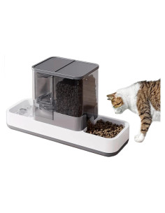 Dispensador automático de comida y agua Kathson 2 en 1 gris