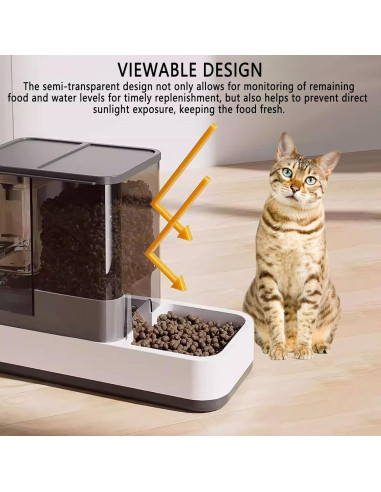 Dispensador automático de comida y agua Kathson 2 en 1 gris