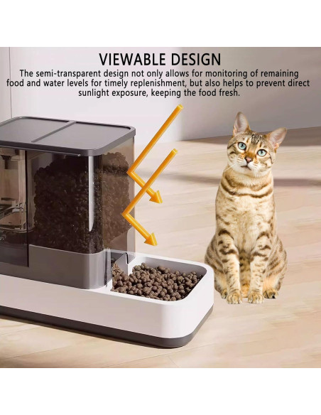 Dispensador automático de comida y agua Kathson 2 en 1 gris
