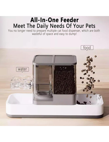 Dispensador automático de comida y agua Kathson 2 en 1 gris