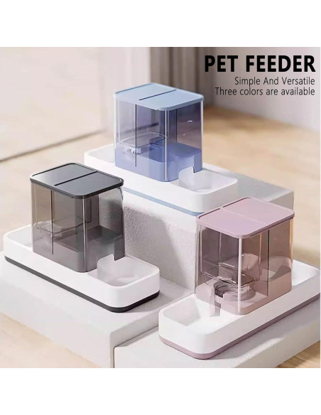 Dispensador automático de comida y agua Kathson 2 en 1 gris