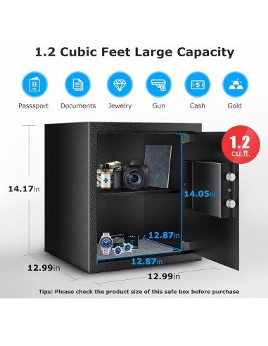 Caja Fuerte Digital Bonsaii de Acero 1.2 Pies Cúbicos con Estante