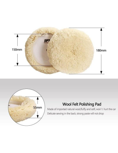 Discos de Pulido de Lana SPTA 6" 100% Natural Set 4pcs