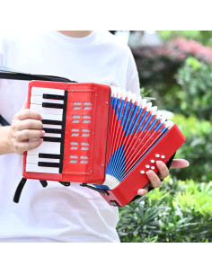 Acordeón Mini AIMEIS 17 Teclas 8 Botones Bajo para Principiantes Rojo 2