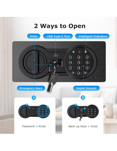 Caja Fuerte Digital Bonsaii de Acero 1.2 Pies Cúbicos con Estante