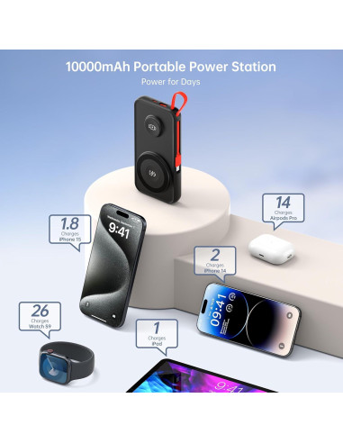 Cargador Portátil 10000mAh MagSafe VINTELEIN 5 en 1 Negro