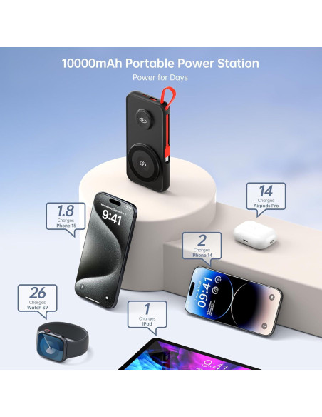 Cargador Portátil 10000mAh MagSafe VINTELEIN 5 en 1 Negro