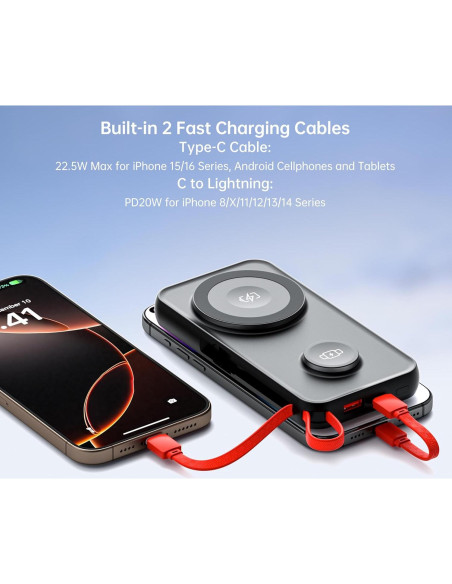 Cargador Portátil 10000mAh MagSafe VINTELEIN 5 en 1 Negro