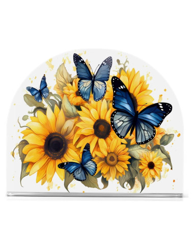 Soporte para Servilletas ALAZA Acrílico Mariposas y Girasoles 12.4x10.4cm