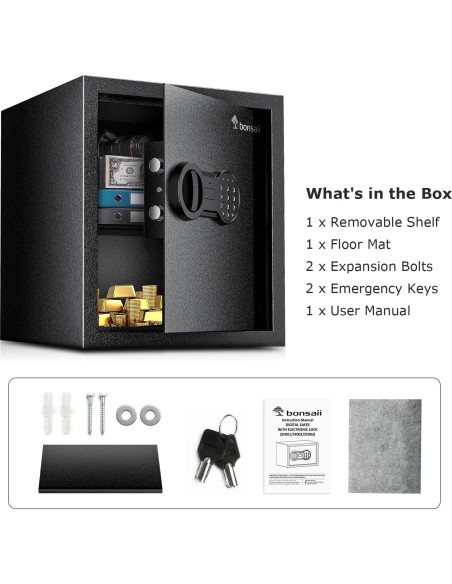 Caja Fuerte Digital Bonsaii de Acero 1.2 Pies Cúbicos con Estante
