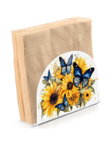 Soporte para Servilletas ALAZA Acrílico Mariposas y Girasoles 12.4x10.4cm