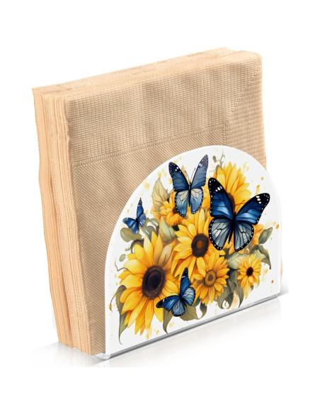 Soporte para Servilletas ALAZA Acrílico Mariposas y Girasoles 12.4x10.4cm