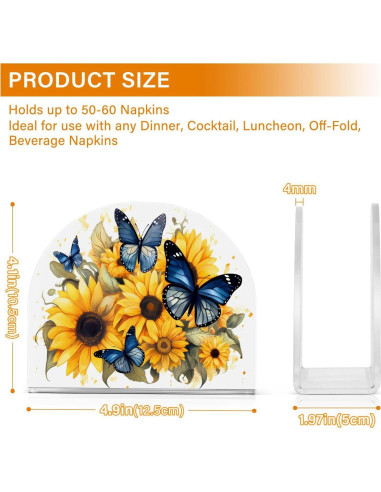 Soporte para Servilletas ALAZA Acrílico Mariposas y Girasoles 12.4x10.4cm