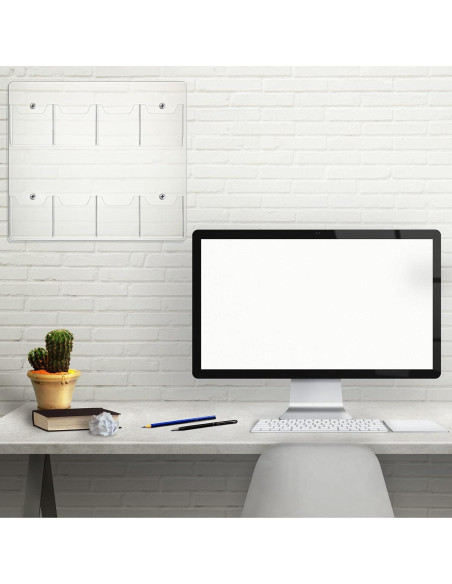 Soporte de Folletos Acrílico Weysat 8 Bolsillos Montaje en Pared