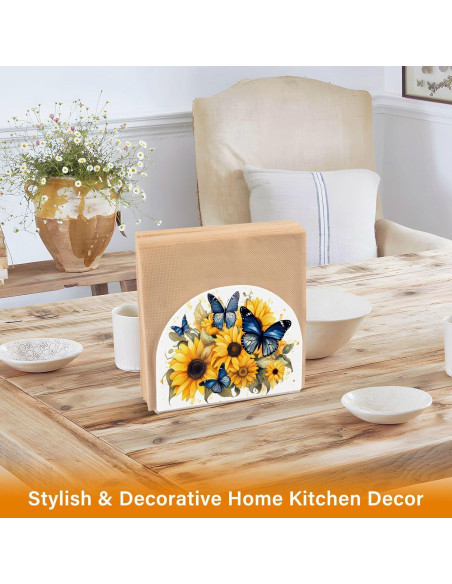 Soporte para Servilletas ALAZA Acrílico Mariposas y Girasoles 12.4x10.4cm