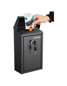 Caja de Donaciones Uniclife de Metal Negro con Cerradura 24.4cm