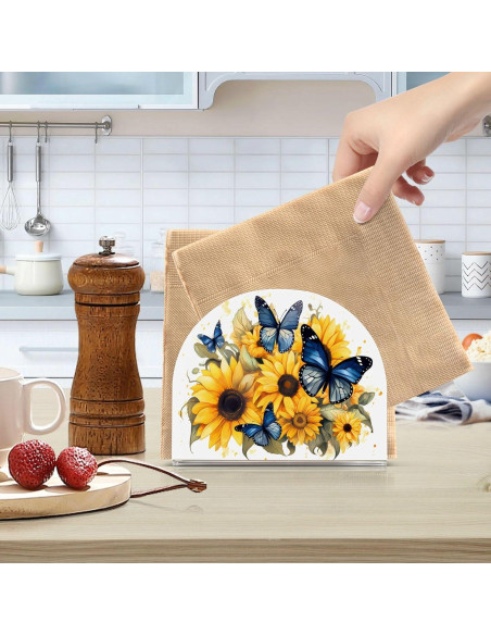 Soporte para Servilletas ALAZA Acrílico Mariposas y Girasoles 12.4x10.4cm