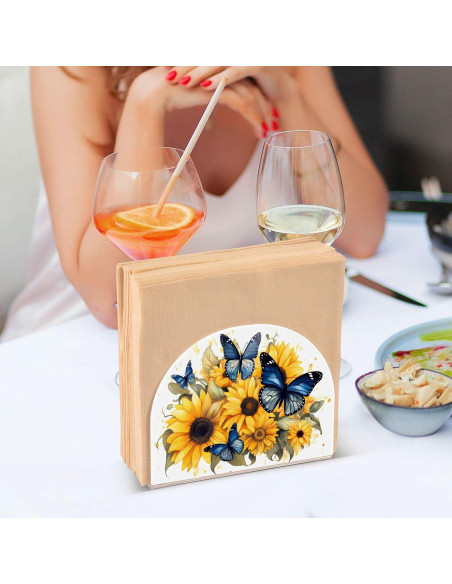 Soporte para Servilletas ALAZA Acrílico Mariposas y Girasoles 12.4x10.4cm