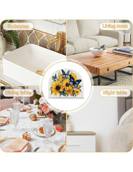 Soporte para Servilletas ALAZA Acrílico Mariposas y Girasoles 12.4x10.4cm