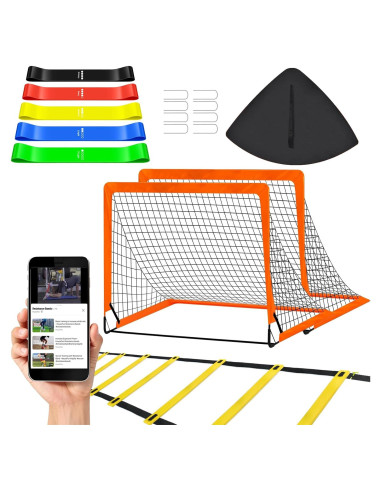 Portería de Fútbol Portátil HouzeFun 4x3m + Escalera Agilidad