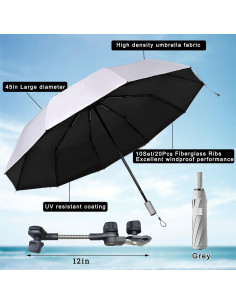 Sombrilla de Silla de Playa LHongL 114.3cm UPF 50+ Ajustable 2