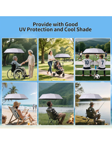Sombrilla de Silla de Playa LHongL 114.3cm UPF 50+ Ajustable