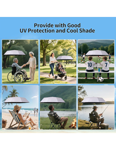 Sombrilla de Silla de Playa LHongL 114.3cm UPF 50+ Ajustable