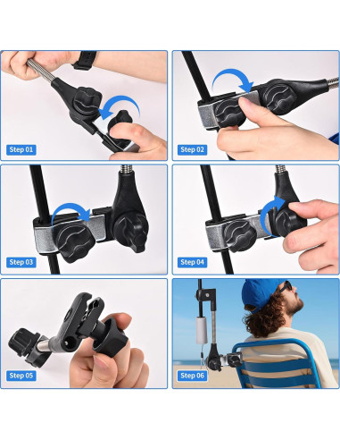 Sombrilla de Silla de Playa LHongL 114.3cm UPF 50+ Ajustable