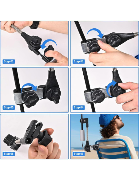 Sombrilla de Silla de Playa LHongL 114.3cm UPF 50+ Ajustable