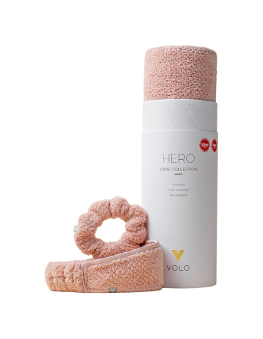 Toalla de Pelo VOLO Hero Rosa Nube + Banda Spa + Scrunchie