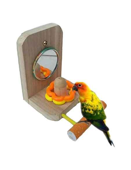 Percha para Pájaro con Espejo Litewood 9.5x11x14cm Madera