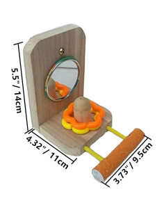 Percha para Pájaro con Espejo Litewood 9.5x11x14cm Madera 2