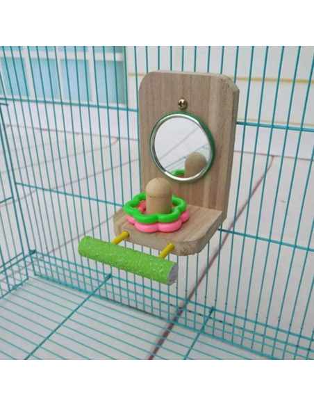 Percha para Pájaro con Espejo Litewood 9.5x11x14cm Madera
