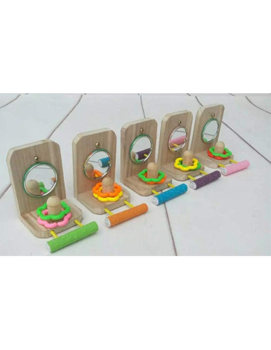 Percha para Pájaro con Espejo Litewood 9.5x11x14cm Madera