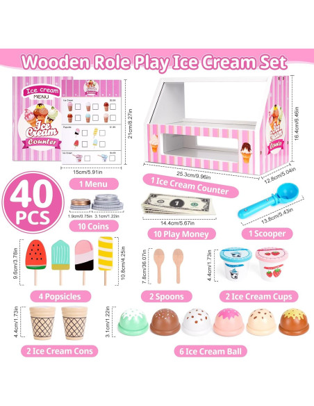 Set de Juego de Helado de Madera Shen Zhen 26.5x14x17.5cm