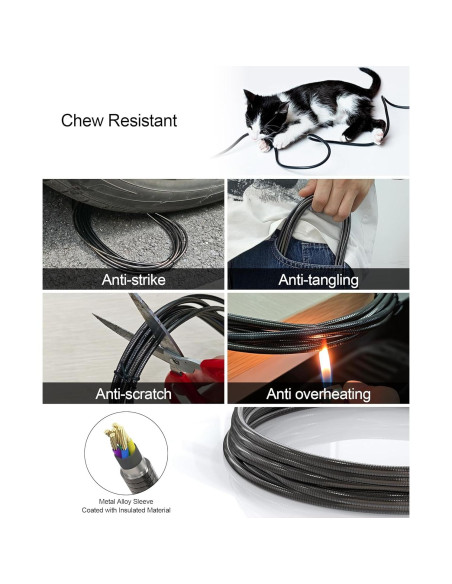 Cable Lightning 4m Metal Trenzado a Prueba de Mordeduras para iPhone