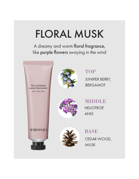 Crema de Manos VIDIVICI Cachemira 68g Hidratante Almizcle Floral