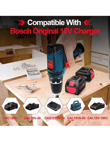 Batería Litio-Ion 18V 8000mAh TenHutt para Bosch