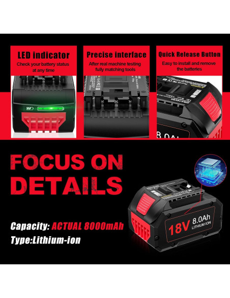 Batería Litio-Ion 18V 8000mAh TenHutt para Bosch