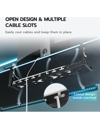 Bandeja de Gestión de Cables ARES Extensible 43-73cm Negro