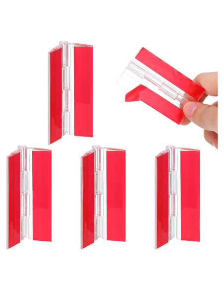 4 Bisagras Autoadhesivas Acrílicas Transparentes Ptwola 65x40mm