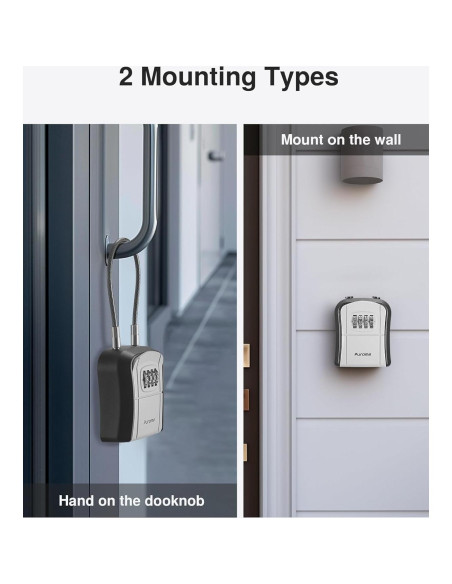 Caja de Llaves Puroma LB234A, Portátil y Montada en Pared, Gris