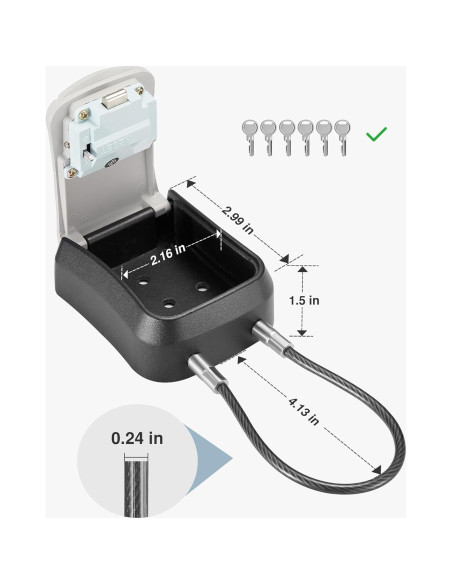 Caja de Llaves Puroma LB234A, Portátil y Montada en Pared, Gris