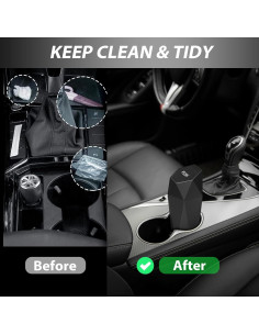 Basurero de coche XSGJC con tapa, mini portavasos negro 2