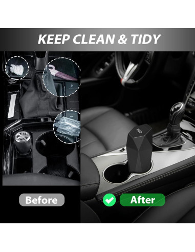 Basurero de coche XSGJC con tapa, mini portavasos negro