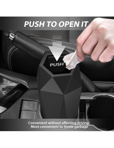 Basurero de coche XSGJC con tapa, mini portavasos negro