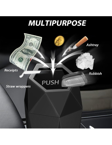 Basurero de coche XSGJC con tapa, mini portavasos negro