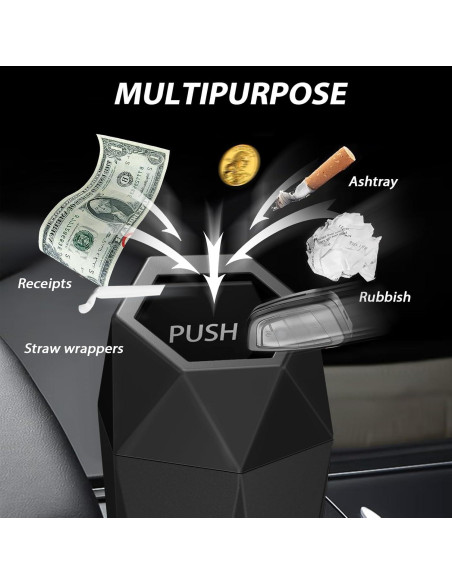 Basurero de coche XSGJC con tapa, mini portavasos negro