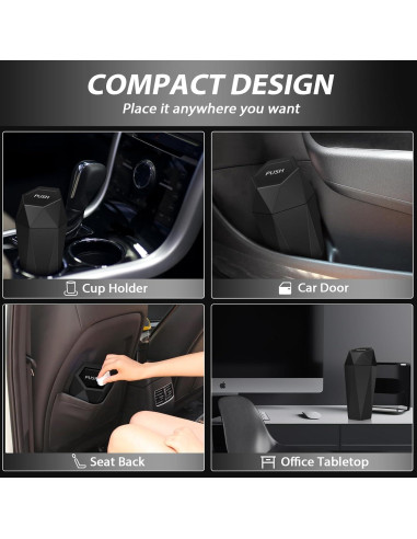 Basurero de coche XSGJC con tapa, mini portavasos negro